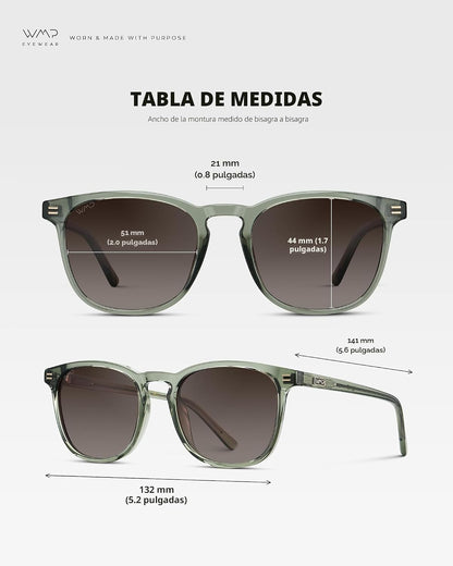 WMP Eyewear - Gafas de sol polarizadas modernas y redondas para hom...