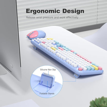 MOFII Combo de teclado y mouse inalámbricos 2.4G, máquina de escrib...