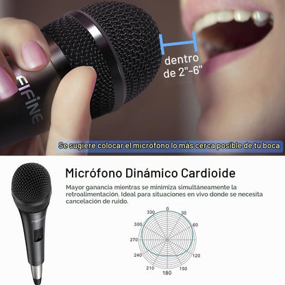 Micrófono de karaoke FIFINE K6 con conector 1\/4\u201D, micrófono v...