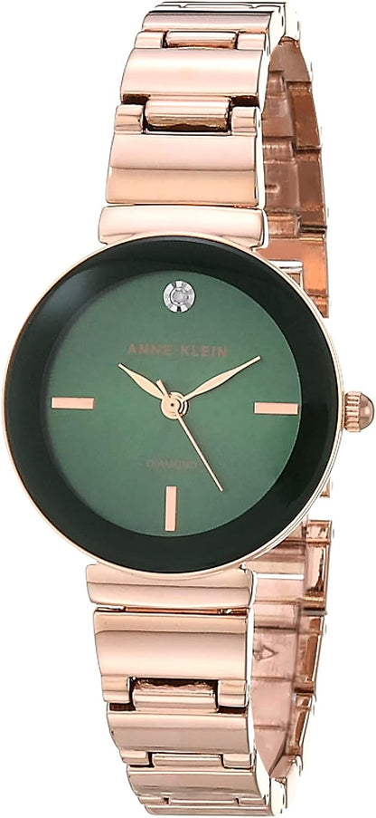 Anne Klein Reloj de pulsera con esfera de diamante genuino para mujer