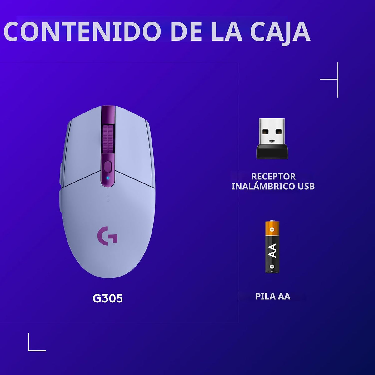 Ratón inalámbrico para juegos Logitech G305 Lightspeed - Lila | 12,...