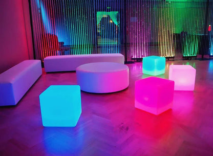 Mr.Go Taburete de luz LED que cambia de color de 14 pulgadas | Mesa...