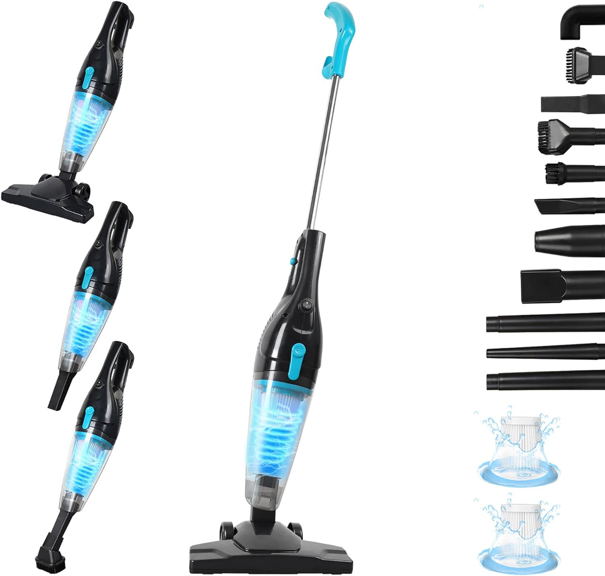 Intercleaner - Aspirador con cable, 15 KPa de potente succión con m...