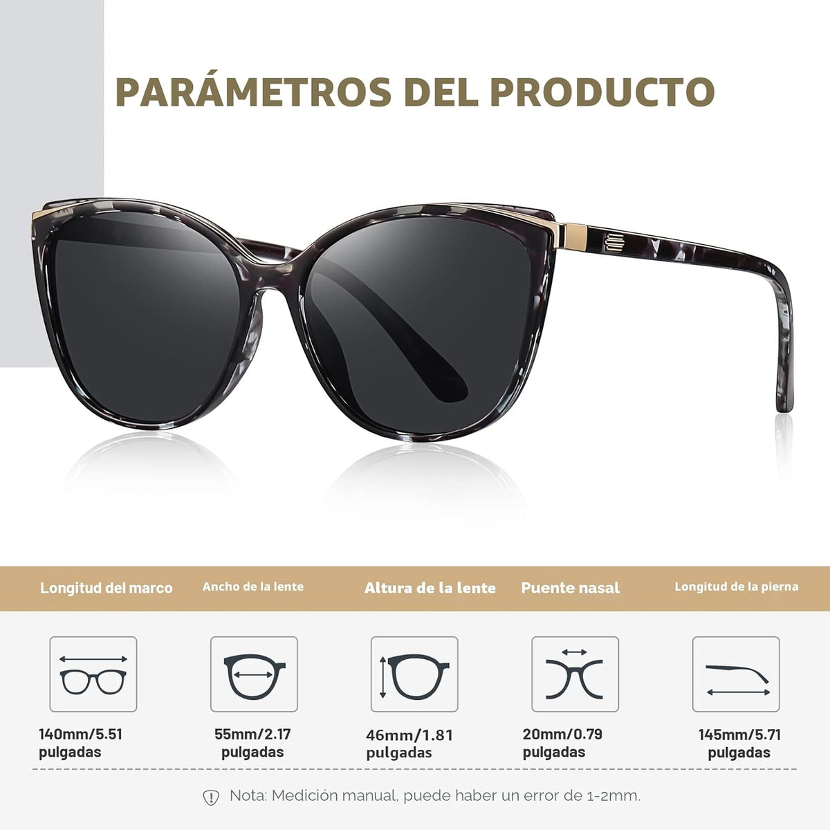 Colrea Gafas de Sol Modernas con Forma de Ojo de Gato para Mujer, E...