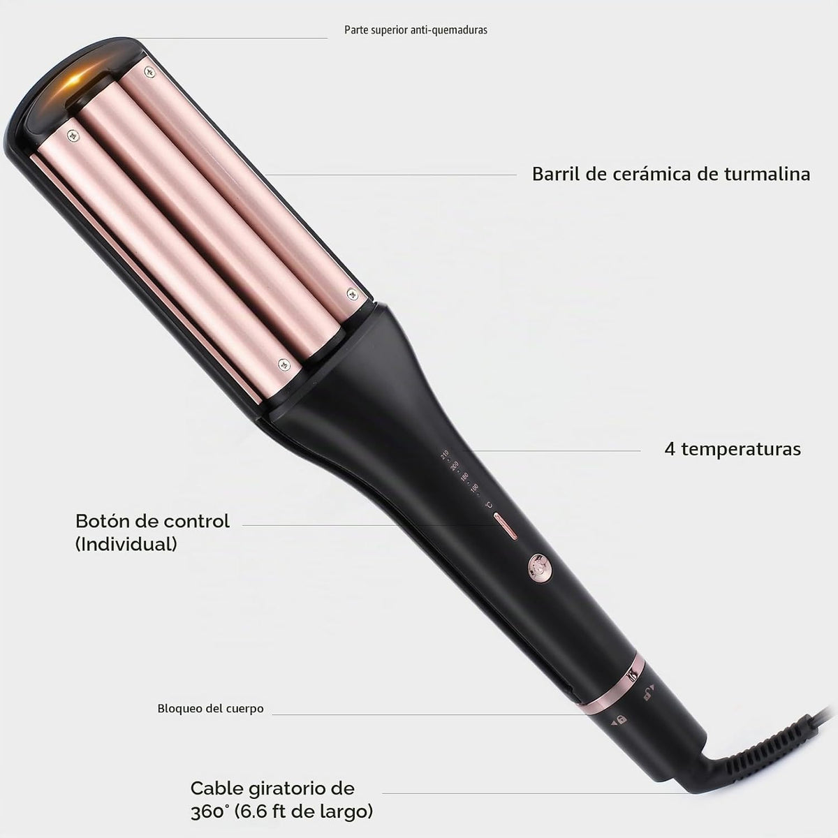 Janelove rizador de cabello 4 en 1, ondulador de cabello, rizador d...
