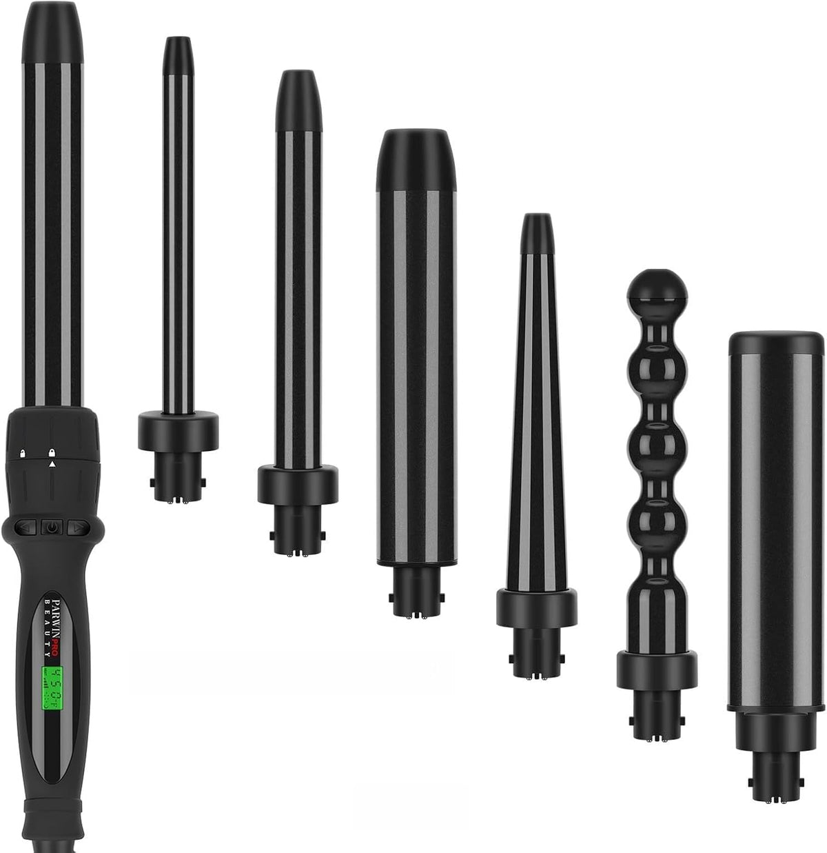 Diamante Turmalina cerámica PARWIN Pro Black 7-en-1 Rolo Hierro, vi...