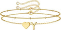 M MOOHAM Pulseras de oro con inicial de corazón para mujer, pulsera...