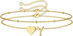 M MOOHAM Pulseras de oro con inicial de corazón para mujer, pulsera...