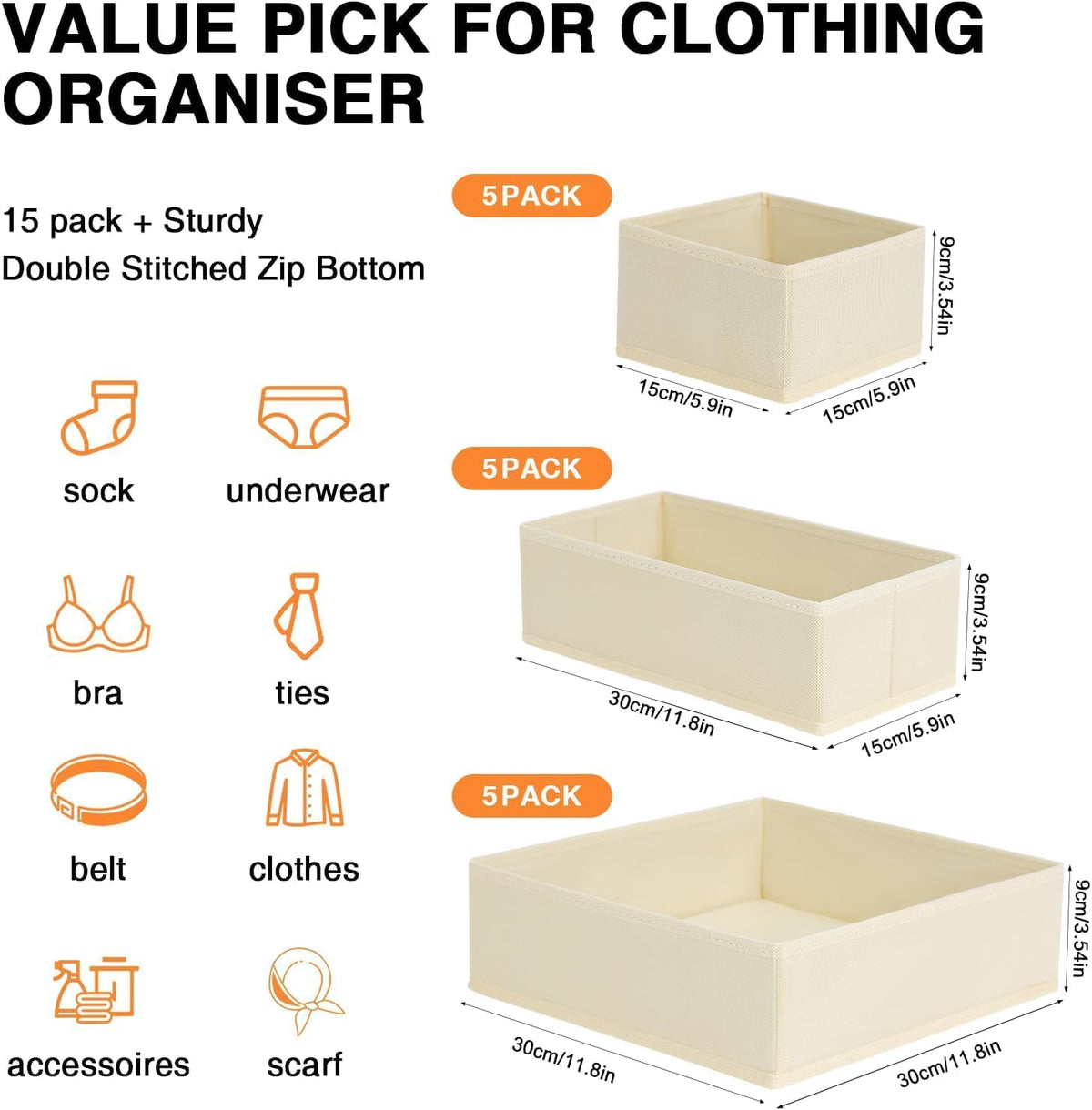 DIMJ Organizador de cajones para ropa, paquete de 6 unidades, organ...