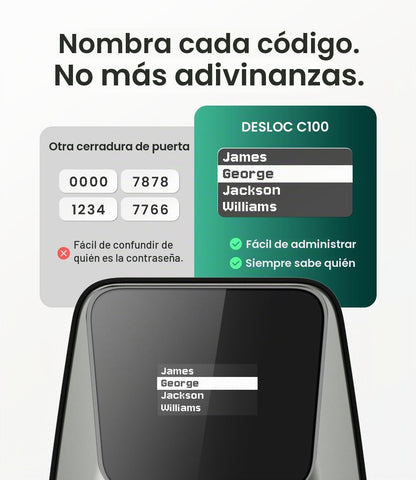 DESLOC Cerradura de puerta de entrada sin llave C100 con pantalla v...