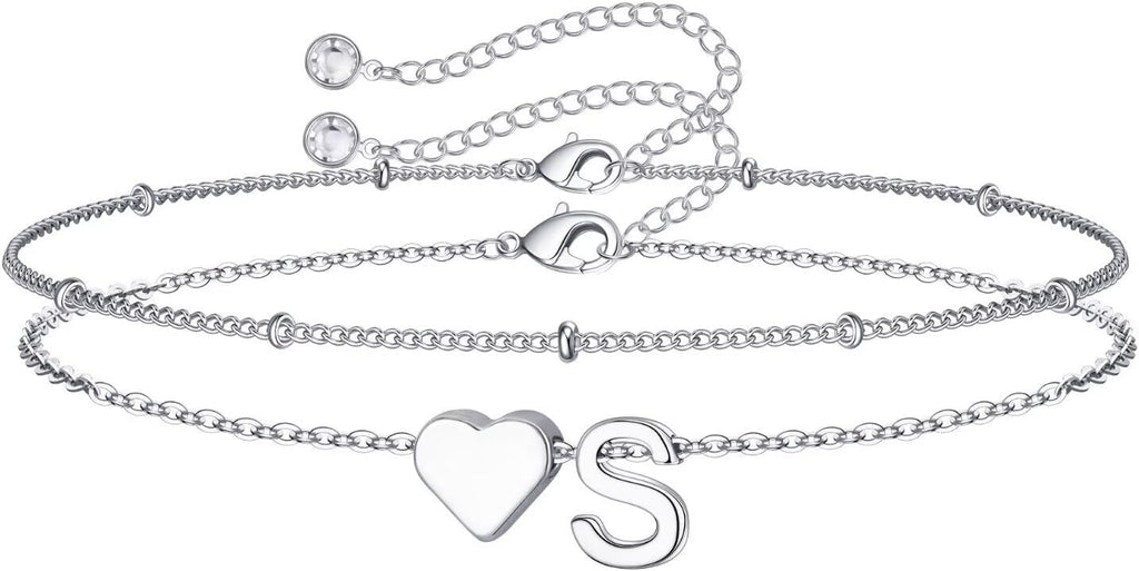 M MOOHAM Pulseras de oro con inicial de corazón para mujer, pulsera...