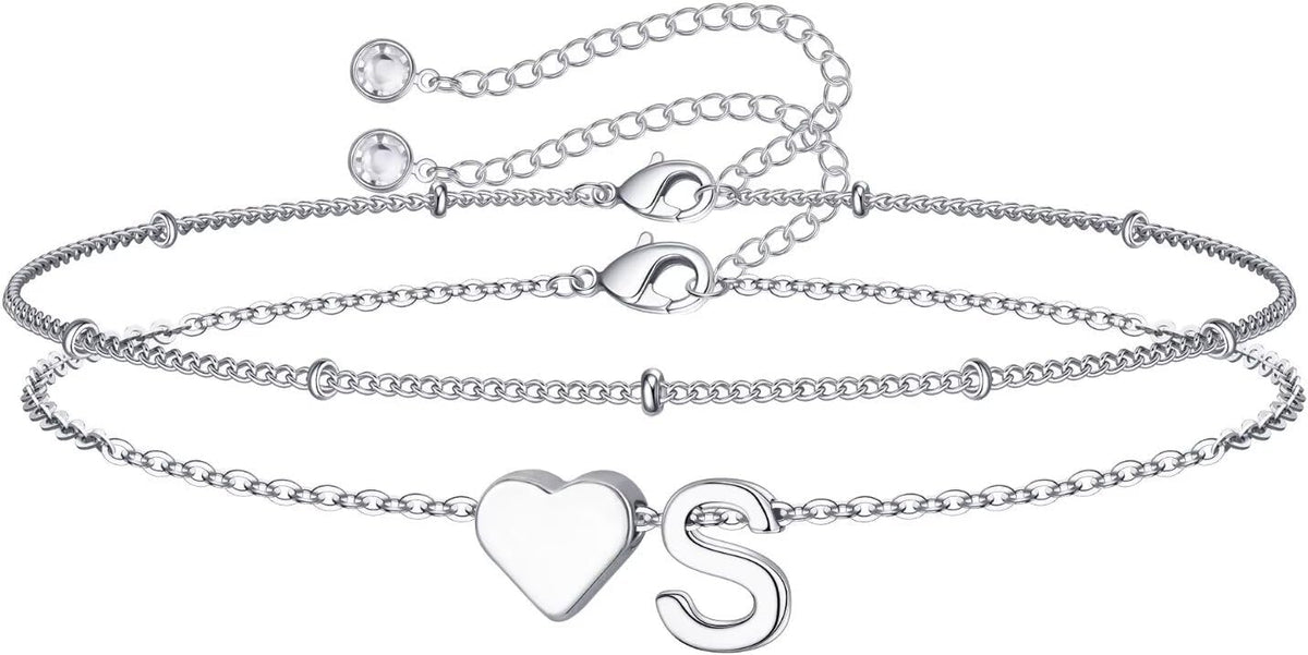M MOOHAM Pulseras de oro con inicial de corazón para mujer, pulsera...