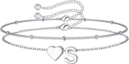M MOOHAM Pulseras de oro con inicial de corazón para mujer, pulsera...