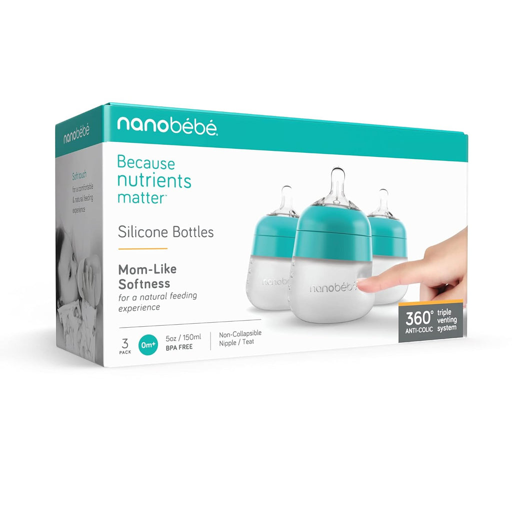 Nanobebe - Biberón de silicona flexible, anticólicos, sensación nat...