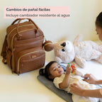BabbleRoo Mochila de Cuero para Pañales - Bolso de Viaje para Bebé...