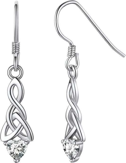 ChicSilver Pendientes de gancho colgantes de plata de ley 925 con n...
