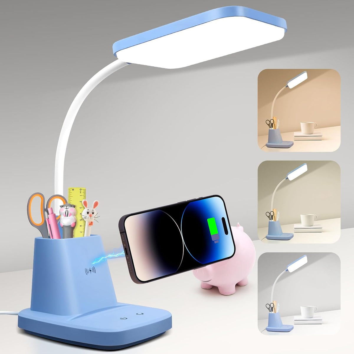 Sailstar - Lámpara de escritorio LED con carga inalámbrica de 10 W...