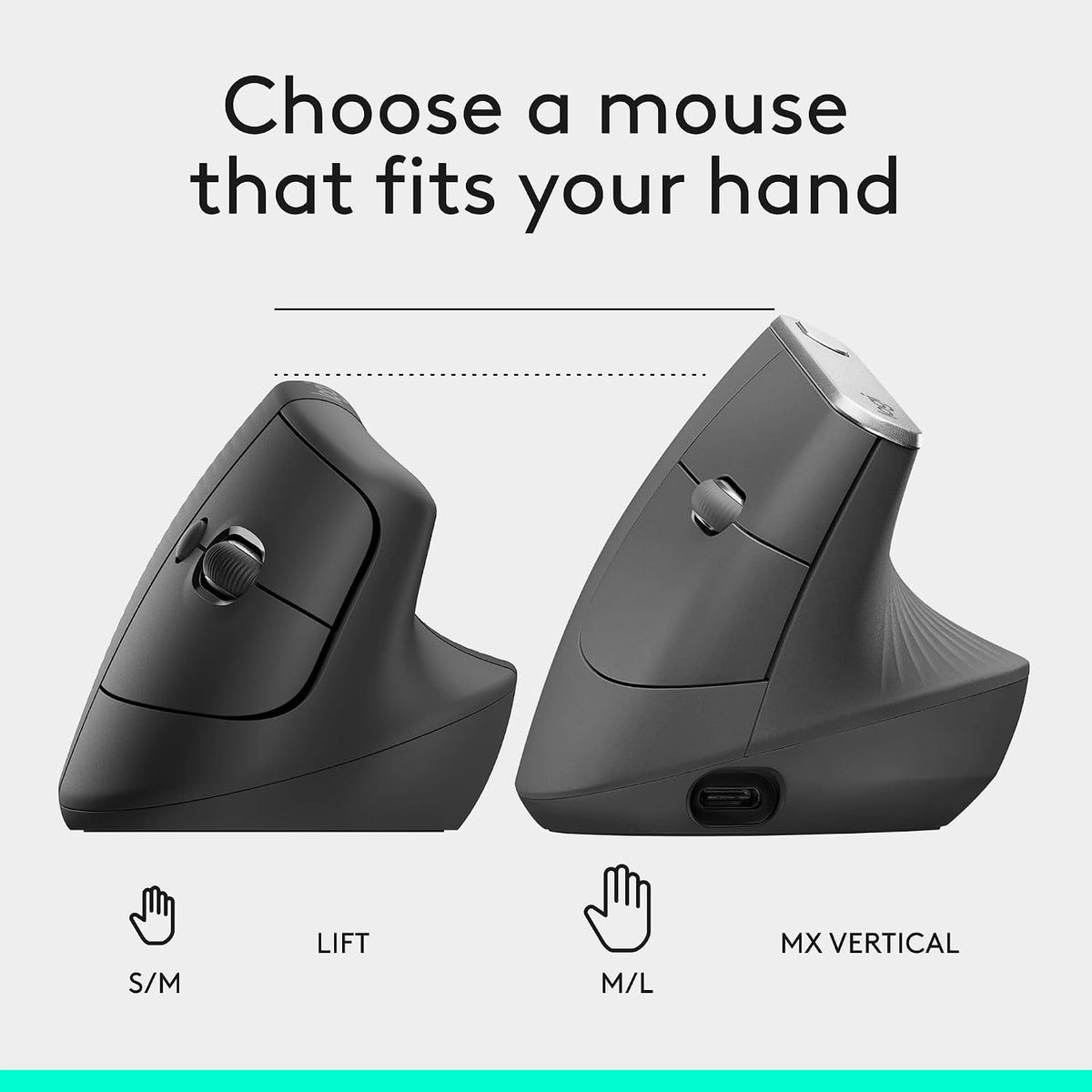 Ratón inalámbrico ergonómico vertical con elevación para zurdos Log...