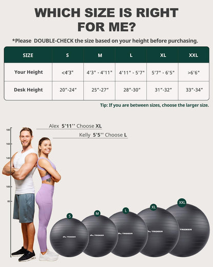 Trideer Pelota de yoga para ejercicio, embarazo, pelota de ejercici...