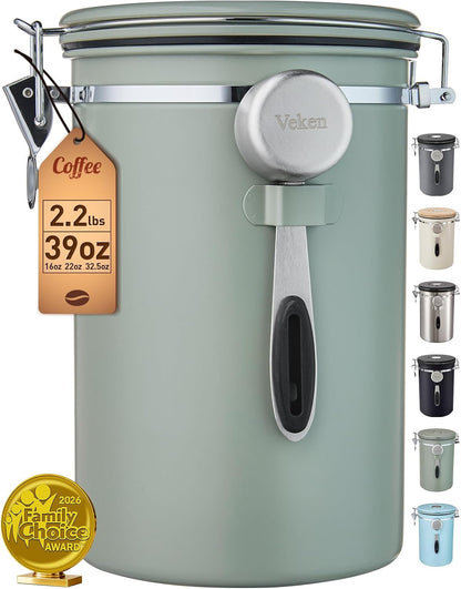 Veken Bote de café, 39 OZ, 2.2 libras, recipiente hermético grande...