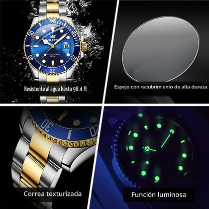 OLEVS Relojes de lujo para hombres grandes de acero inoxidable resi...