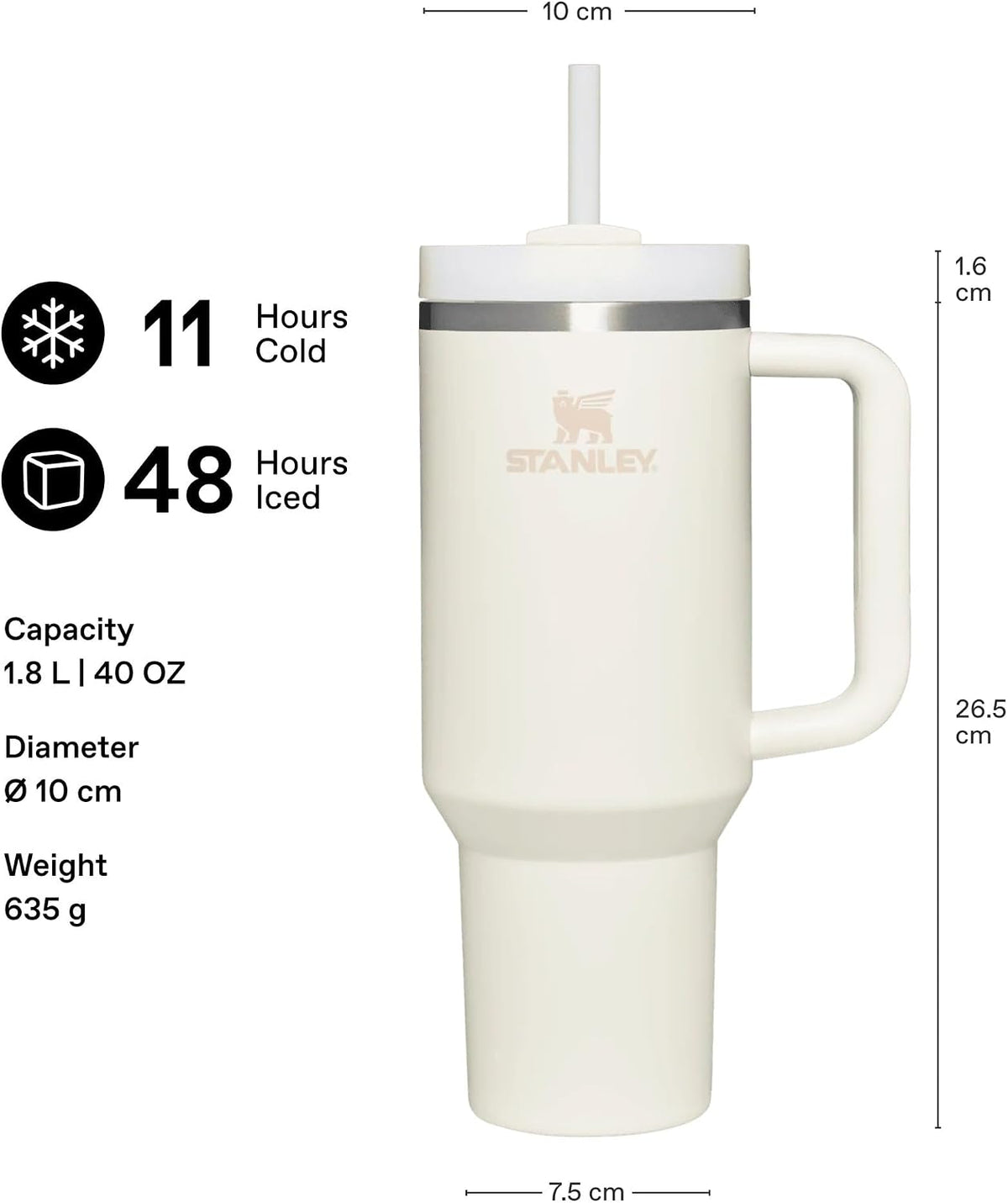 Stanley Quencher H2.0 - Vaso de acero inoxidable con asa, pajilla y...
