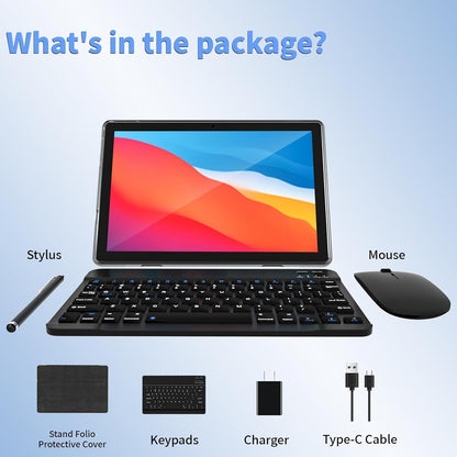 ECOPAD Tablet Android 15, tabletas de 10 pulgadas con teclado y mou...