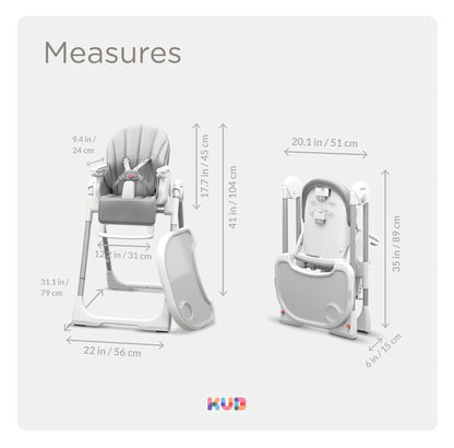 KÜB Silla alta 3 en 1 plegable y portátil para bebé con 2 ruedas |...