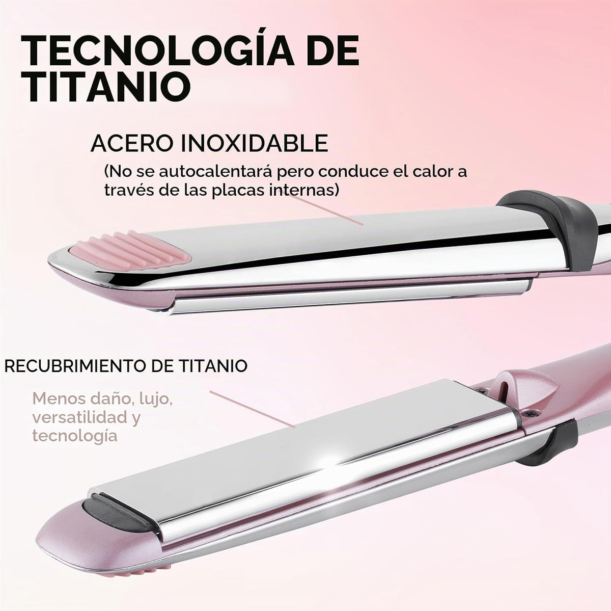 Rozamor Plancha plana profesional de titanio de 1.25 pulgadas, alis...