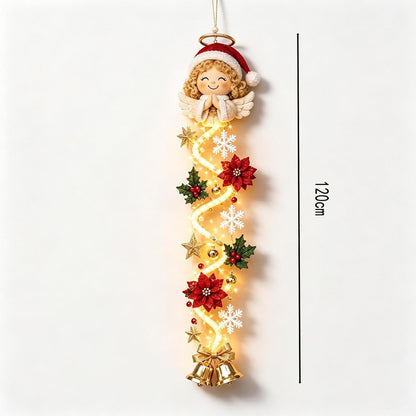 Colgante de puerta de Navidad con muñeco de nieve iluminado, cálido...