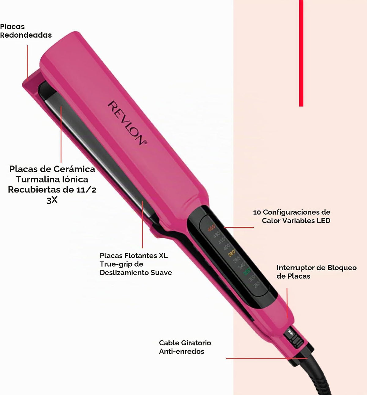 Revlon - Plancha plana, alisadora y rizadora | Revestimiento de tur...