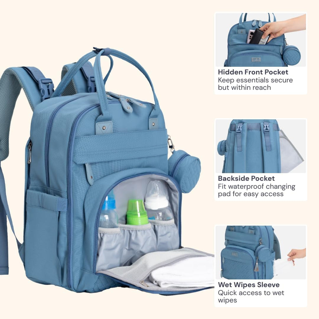 BabbleRoo Mochila para pañales \u2013 Bolsa de viaje esencial para...