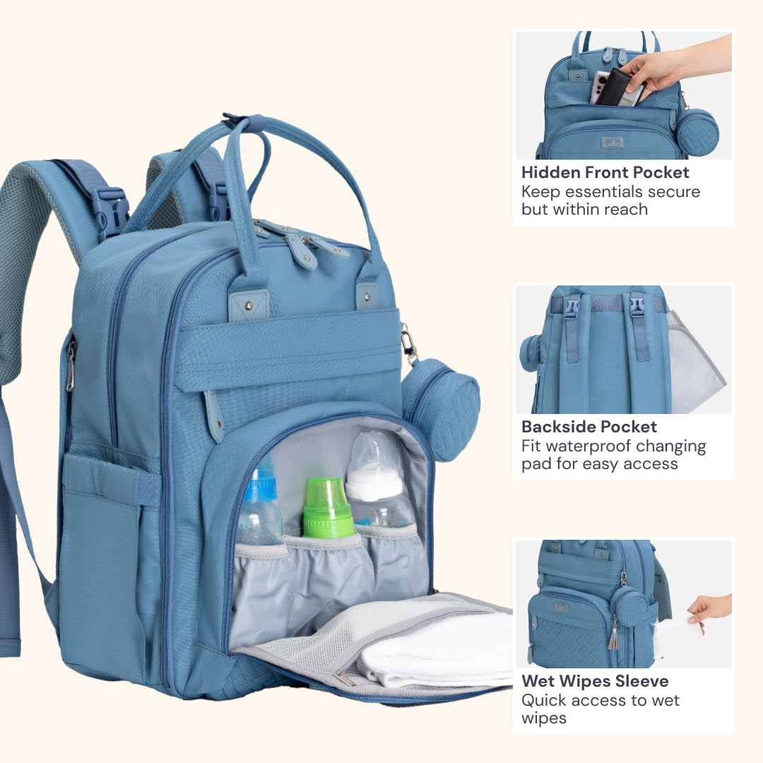 BabbleRoo Mochila para pañales \u2013 Bolsa de viaje esencial para...