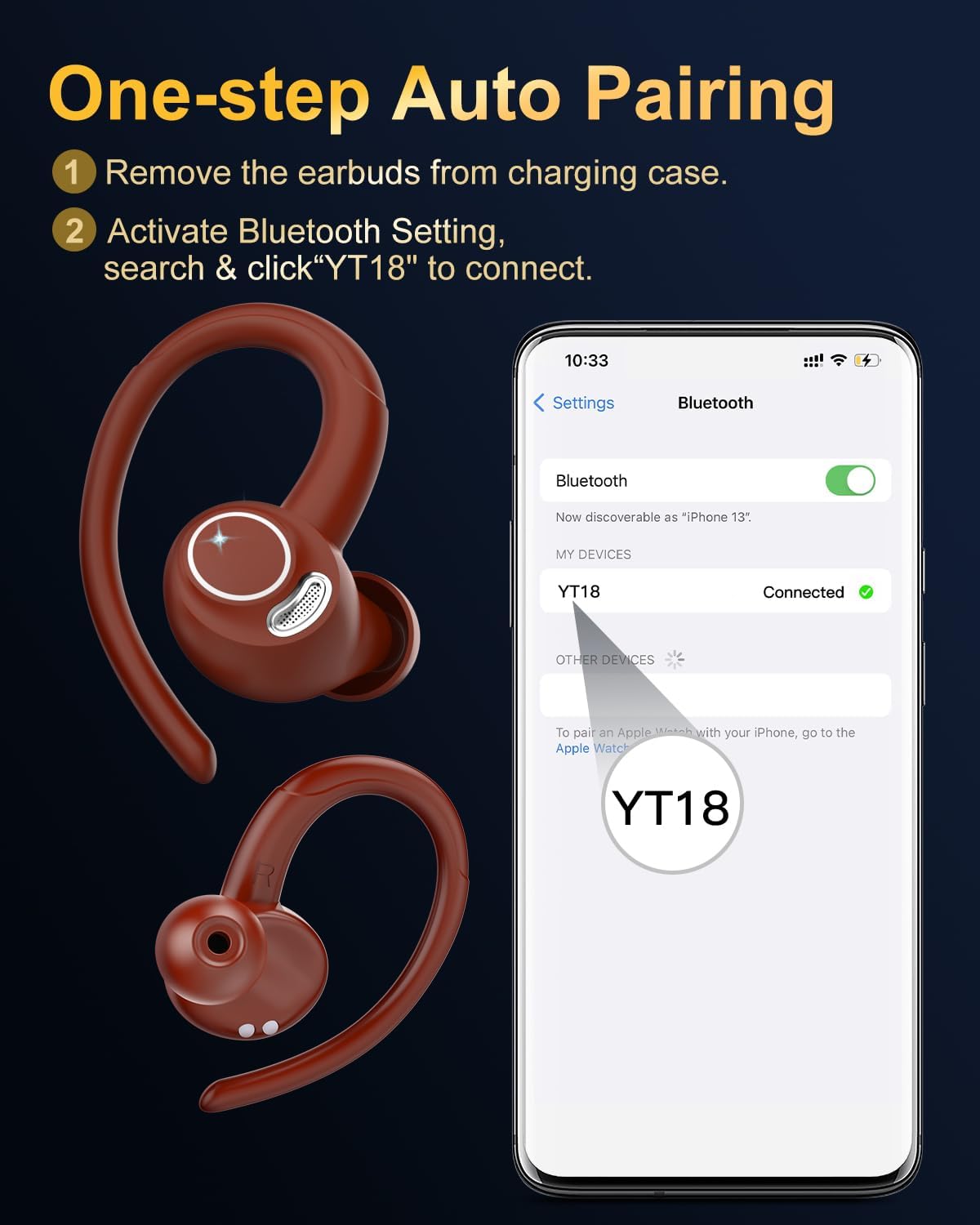 Auriculares inalámbricos, Bluetooth 5.4 Auriculares deportivos sobr...