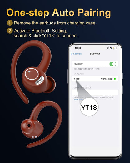 Auriculares inalámbricos, Bluetooth 5.4 Auriculares deportivos sobr...