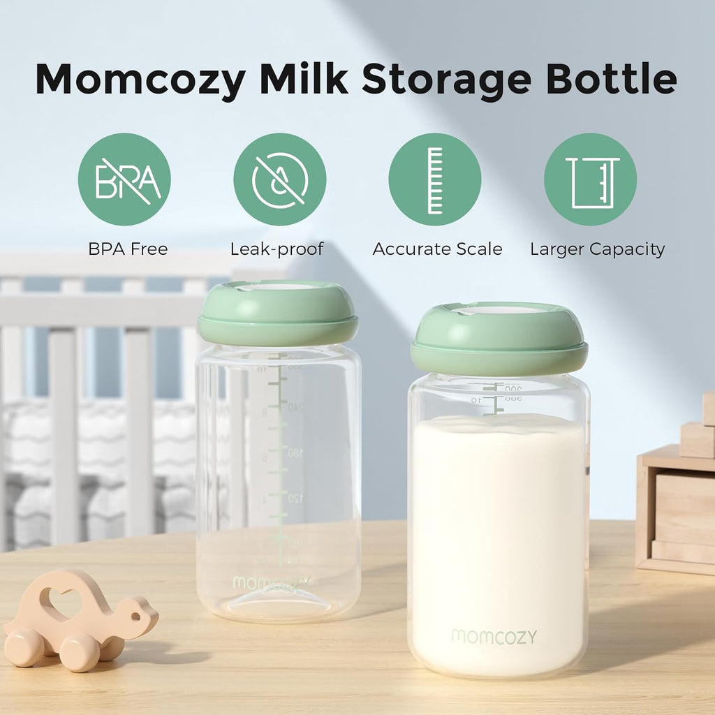 Momcozy Biberones naturales, cuello ancho, recipiente para leche ma...