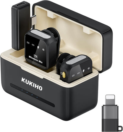 Micrófono inalámbrico Lavalier para iPhone iPad Android con estuche...