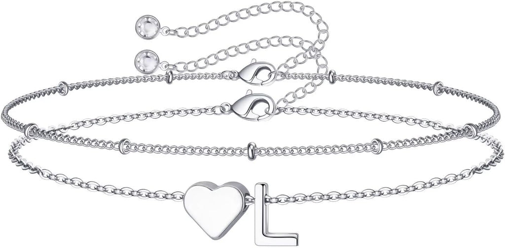 M MOOHAM Pulseras de oro con inicial de corazón para mujer, pulsera...