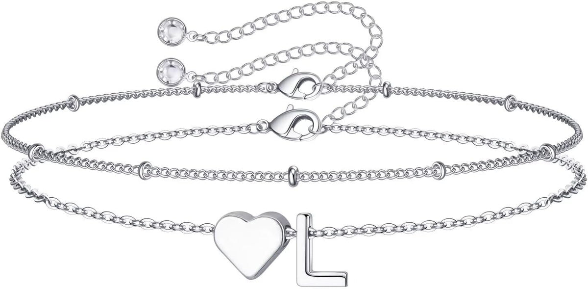 M MOOHAM Pulseras de oro con inicial de corazón para mujer, pulsera...