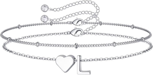 M MOOHAM Pulseras de oro con inicial de corazón para mujer, pulsera...