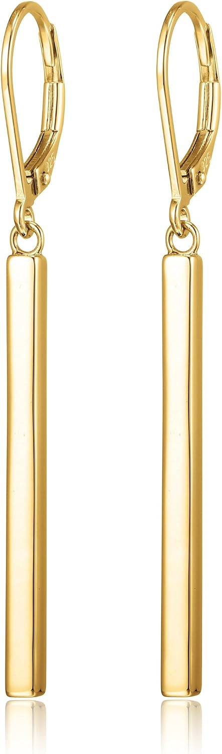 Amazon Collection Aretes colgantes de oro amarillo de 18 quilates o...