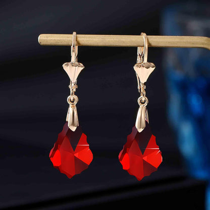 Aretes de cristal austriaco barroco con cierre de palanca para muje...