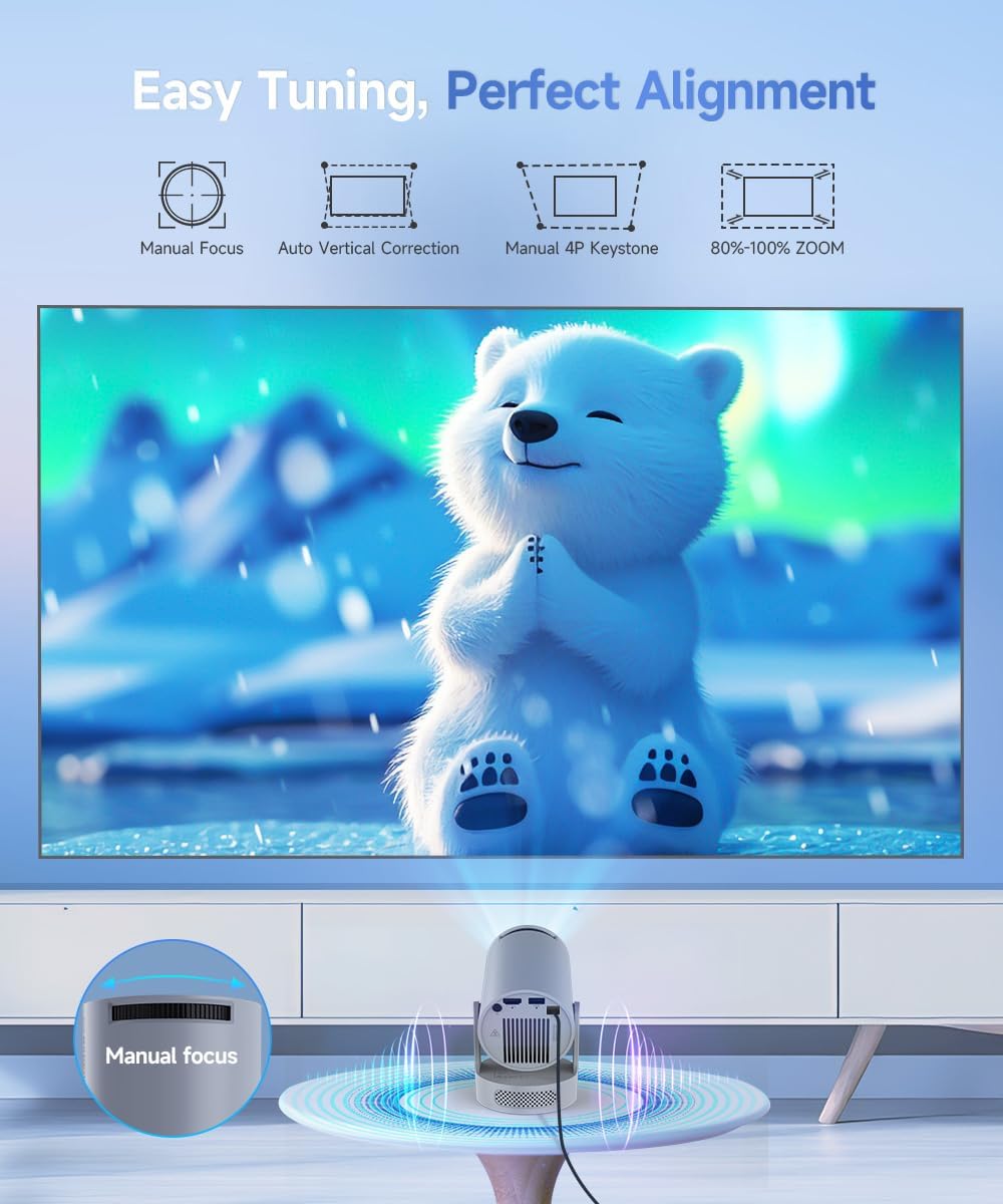 Mini proyector portátil con WiFi 6 Bluetooth 5.4, compatibilidad co...