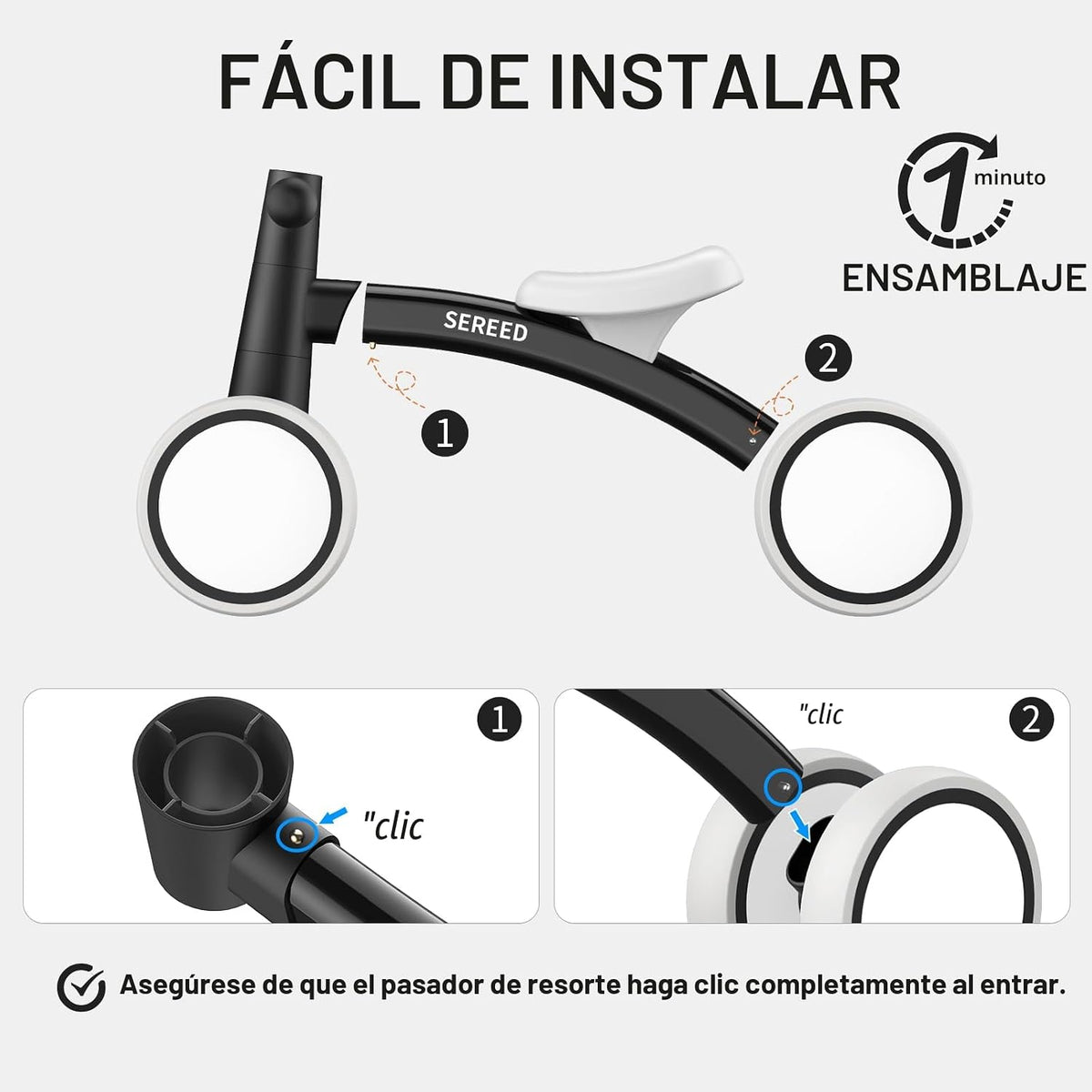 SEREED Bicicleta de equilibrio para bebés de 1 año, bicicleta de eq...