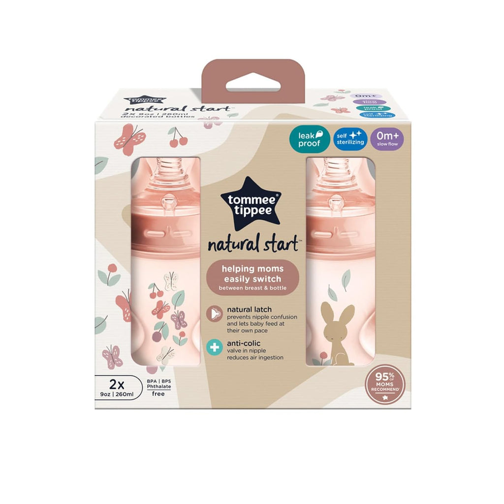 Tommee Tippee Biberones Natural Start, anticólicos, 0m+, 9oz | Paqu...