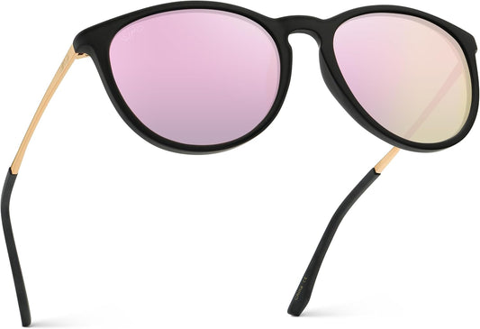 WearMe Pro Gafas de sol polarizadas redondas para mujer, protección...