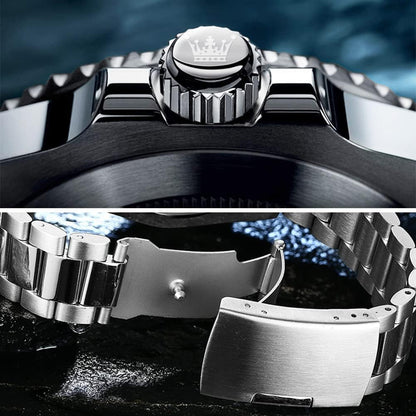 OLEVS Relojes de lujo para hombres grandes de acero inoxidable resi...