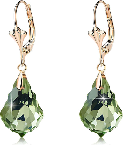Aretes de cristal austriaco barroco con cierre de palanca para muje...