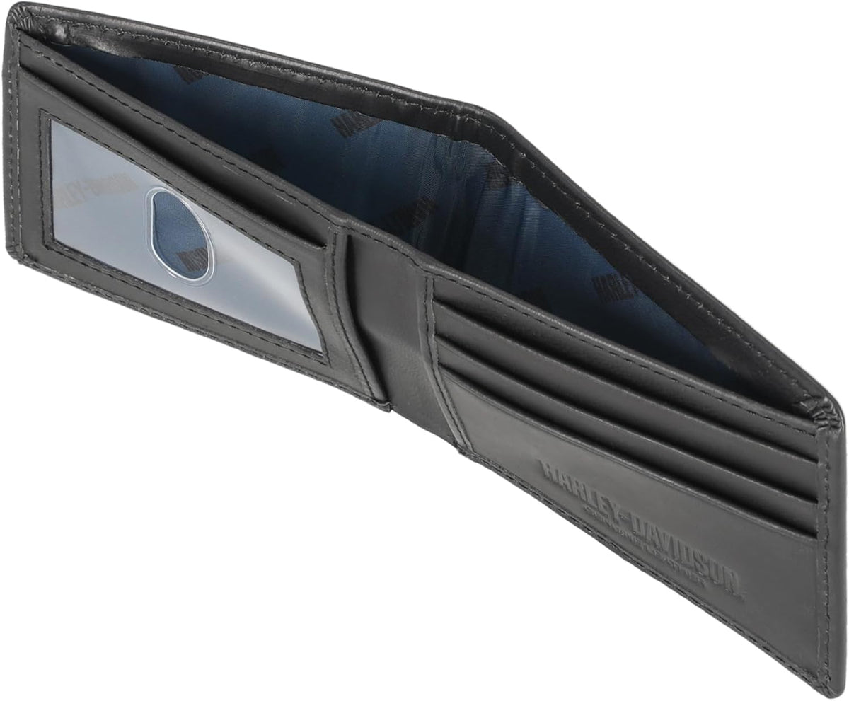 Harley-Davidson Cartera de cuero genuino con bloqueo RFID para hombre