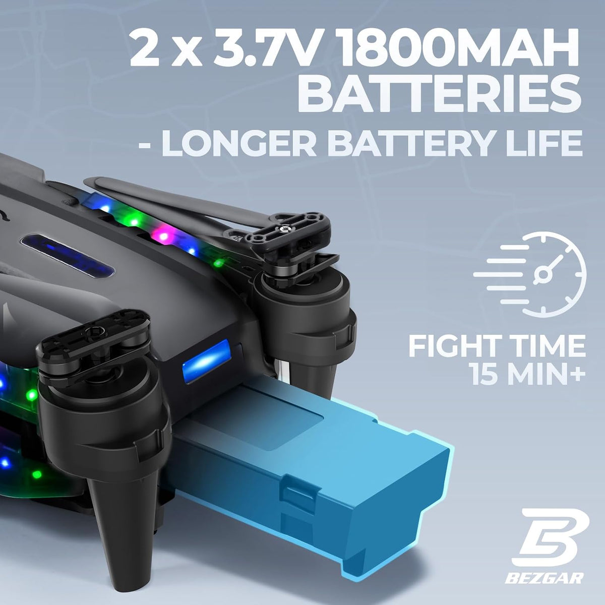 BEZGAR Dron con luces LED y cámara para adultos y niños principiant...